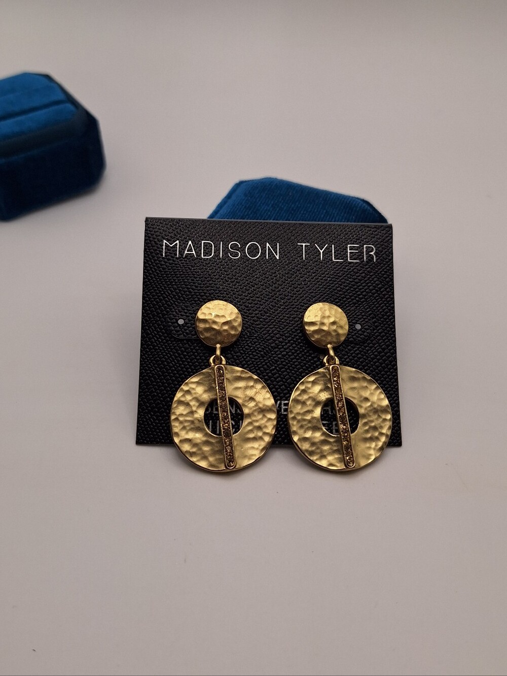 Madison Tyler Gold Plated Hammered Statement Earrings NWT